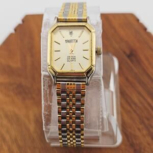 Vintage Manhattan Two Tone Octagon Dial Watch Minimalist Classic Gold Silver